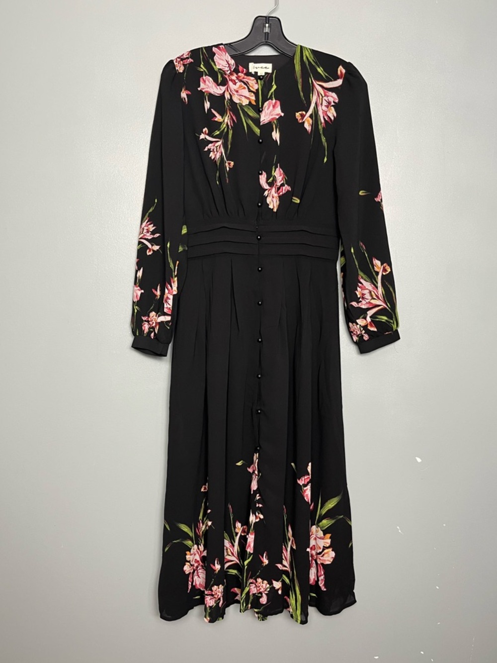 NWT Ivee Floral Long Sleeve Button Front Shirt Midi Dress Women’s Size XS
